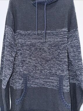 Men's Navy Textured Knit Hoodie Sweater